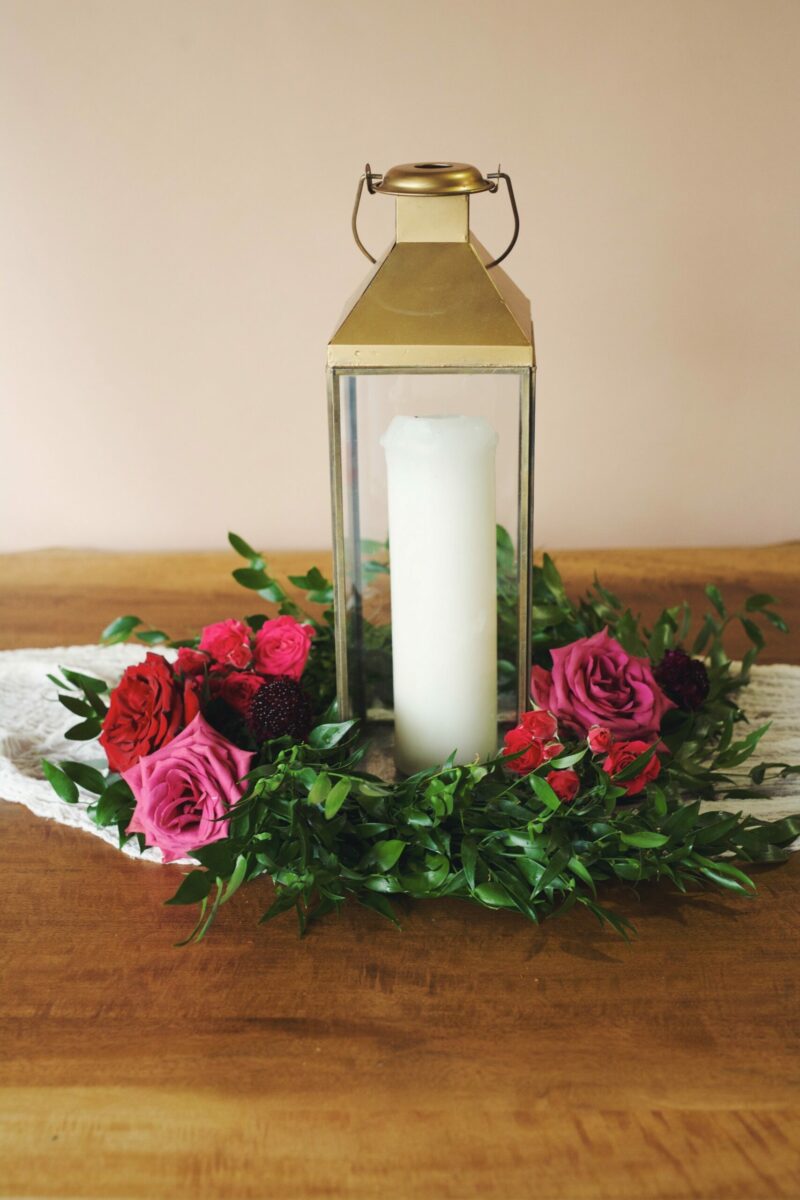 Aria Table Wreath with Flowers