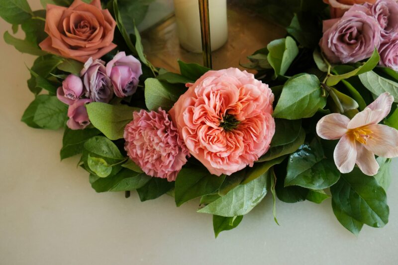 Hazel Table Wreath with Flowers