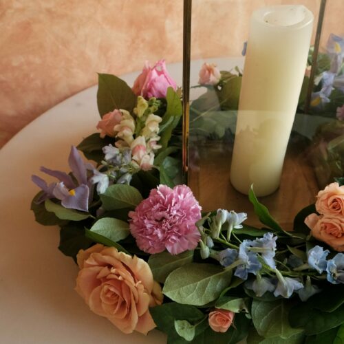 Caroline Table Wreath with Flowers