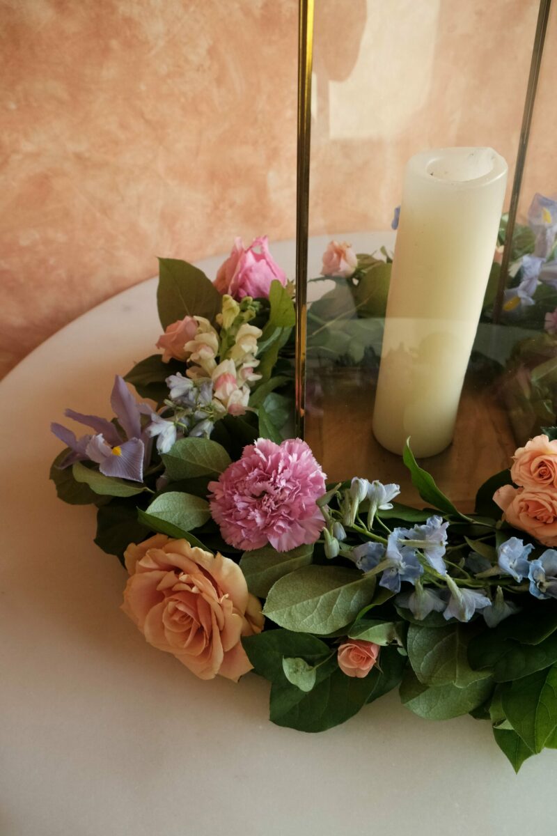 Caroline Table Wreath with Flowers